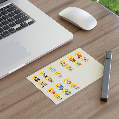 Cute Animal Sticker Sheet — Happy New Year Pets Stickers