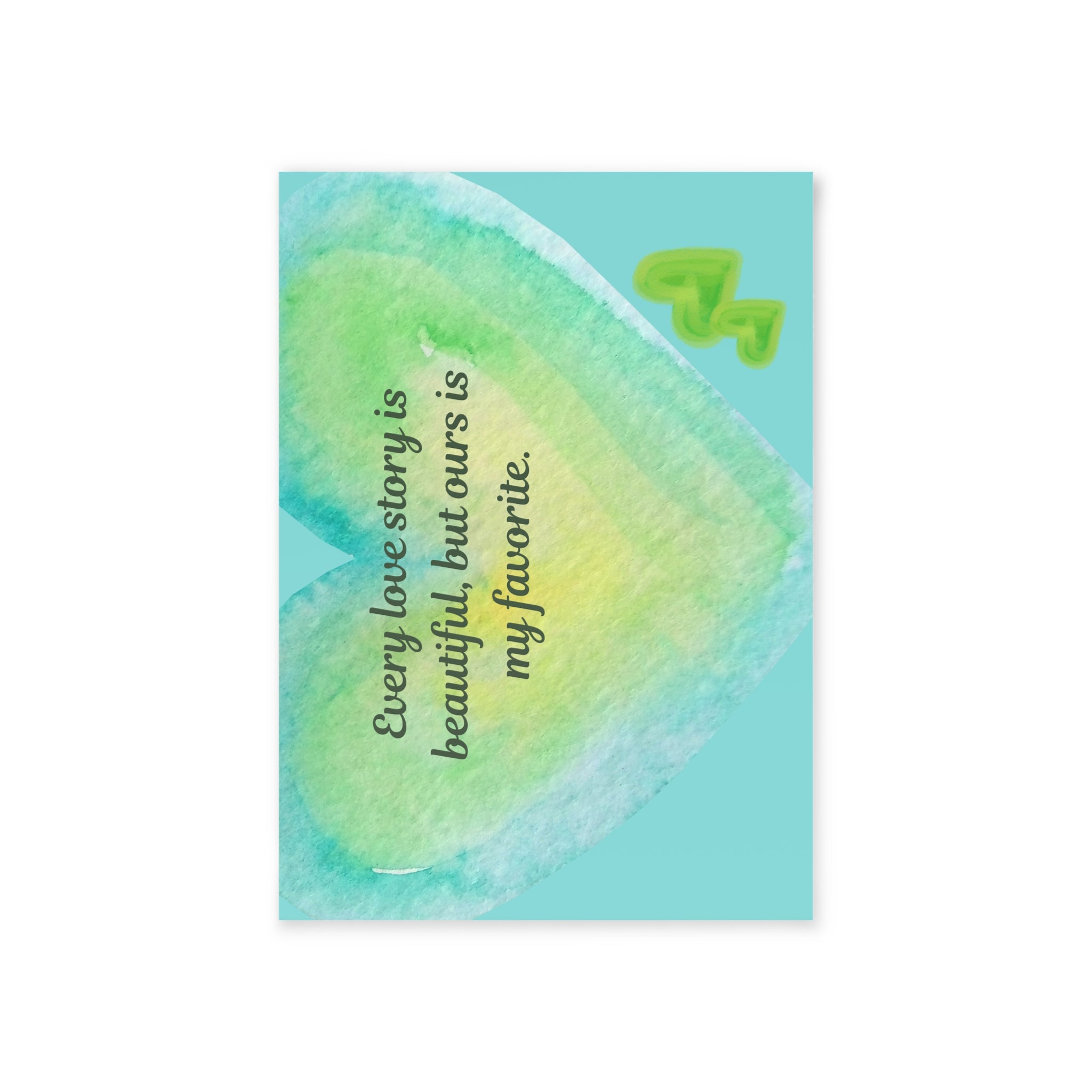 Romantic Watercolor Heart Holiday Card — "Every love story is beautiful, but ours is my favorite."