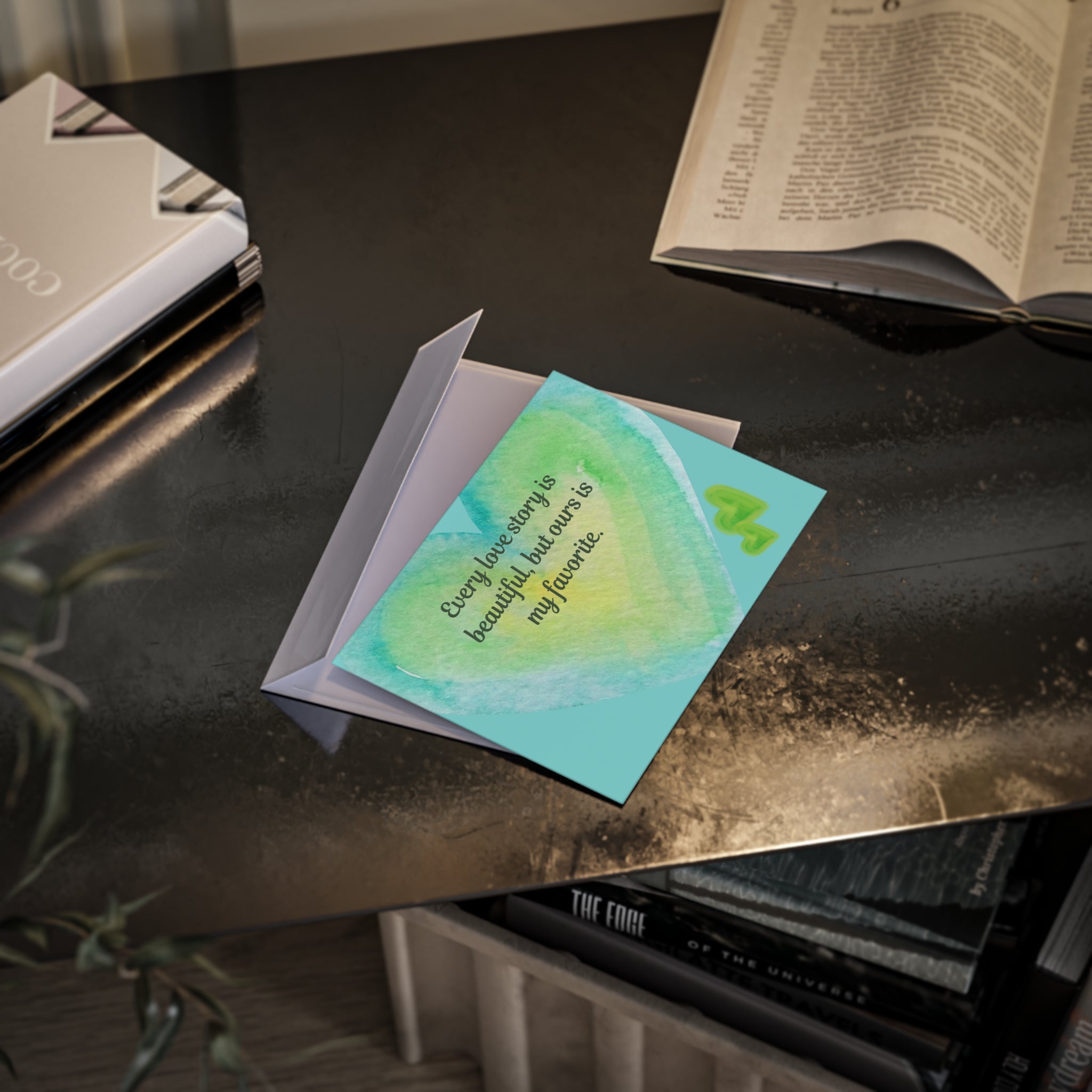 Romantic Watercolor Heart Holiday Card — "Every love story is beautiful, but ours is my favorite."