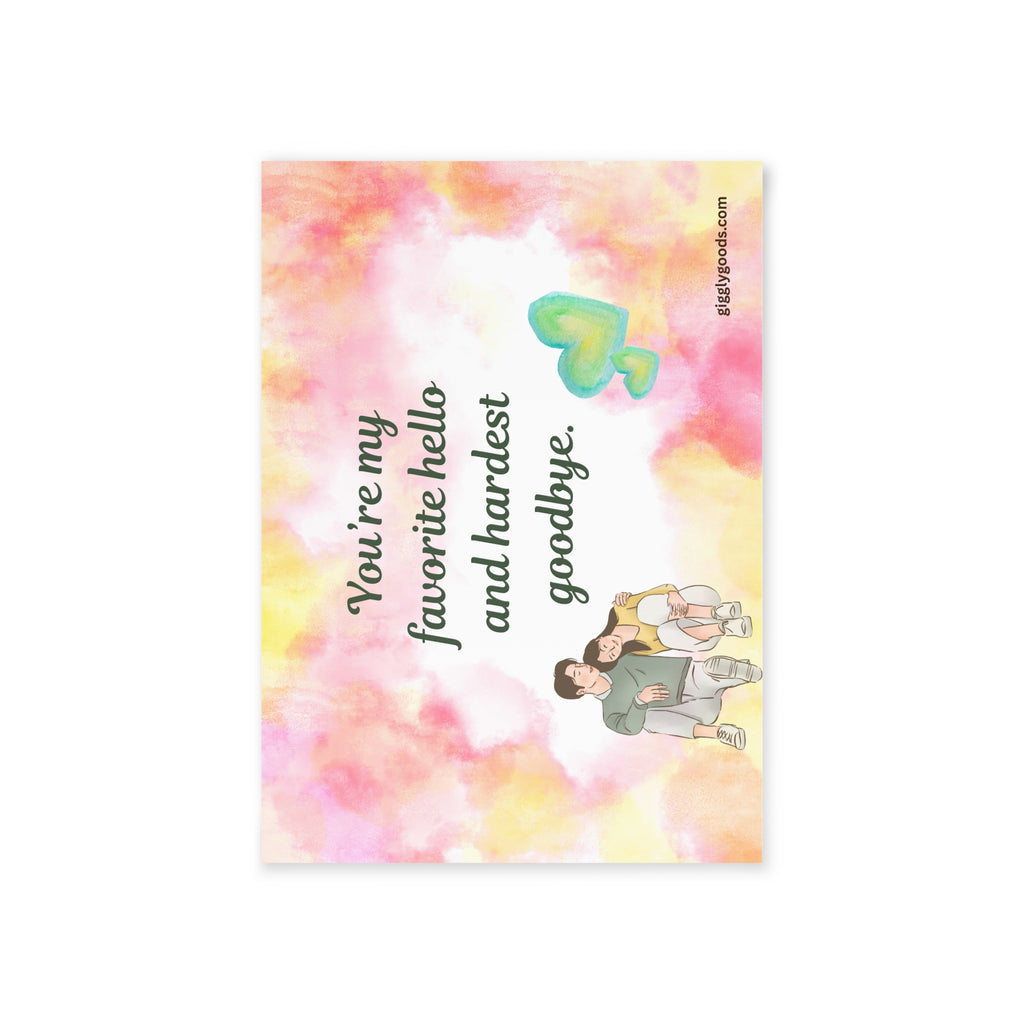Romantic Watercolor Goodbye Holiday Card — "You’re My Favorite Hello and Hardest Goodbye"
