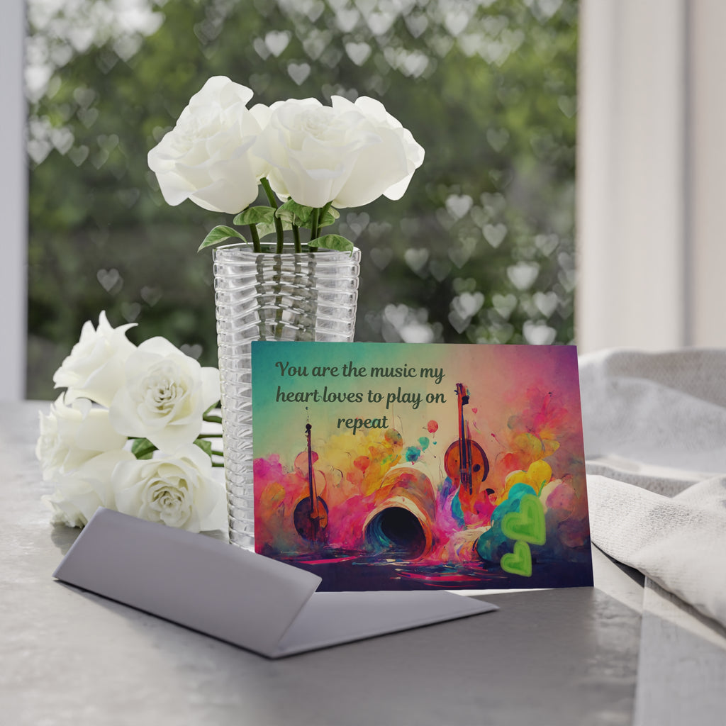 Musical Hearts Holiday Card — "You Are the Music My Heart Loves to Play on Repeat"