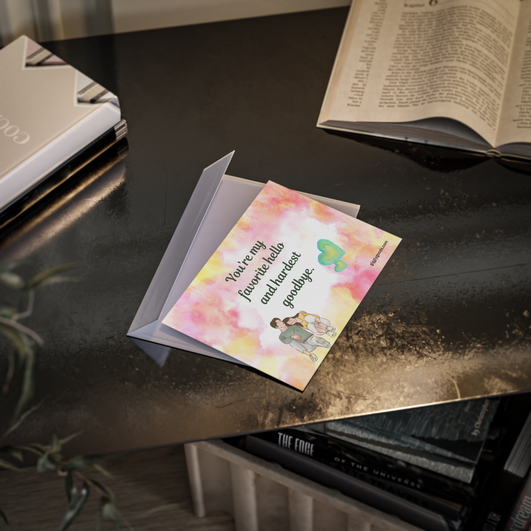 Romantic Watercolor Goodbye Holiday Card — "You’re My Favorite Hello and Hardest Goodbye"