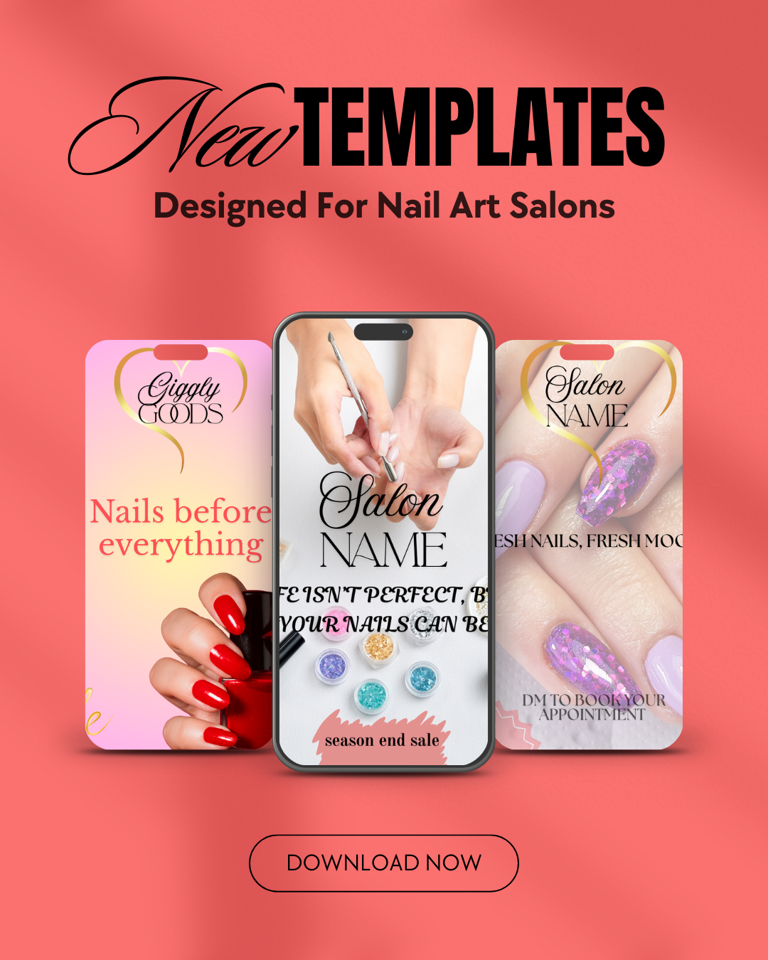 Nail Art Salon Instagram Templates for Nail Artists (Canva Editable)